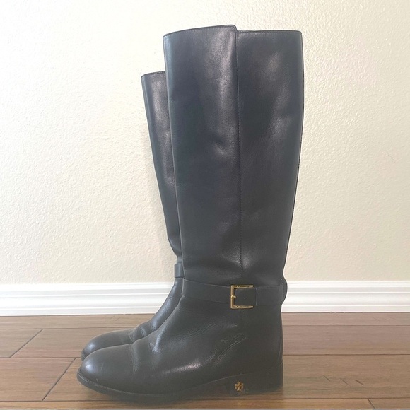 Tory Burch boots black leather knee high zip up boots tall boots fall boots - Picture 10 of 16